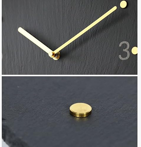 Miniatura 3 de LETREM Reloj de pared con péndulo, reloj de pared de piedra moderno de 12 pulgadas redondo, reloj de pared silencioso sin tictac funciona con pilas