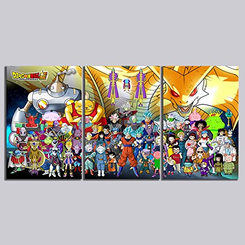 Tableau triptyque dragon animation japonaise moderne pour salon