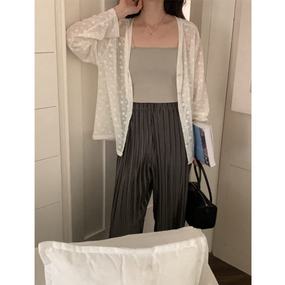 Strickjacken Für Damen,Damen Weiße Spitze Blume Bolero Shrug Elegante Langarm-Strickjacke Mit Offener Vorderseite Cropped Tops Schulterjacke Schiere Bolero Lässige Abendjacke Cover Ups Für Kleidfrau