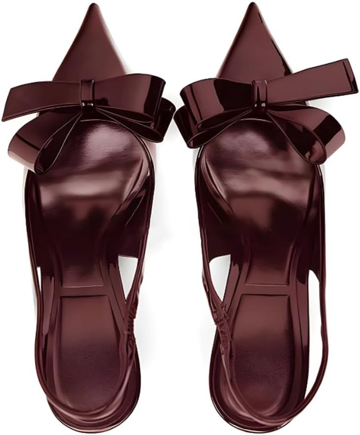 Kluolandi Bow Knot Slingback Kitten Heels for Women Closed Pointed Toe Pumps Dress Shoes Stiletto Heels Sandals - Image 5