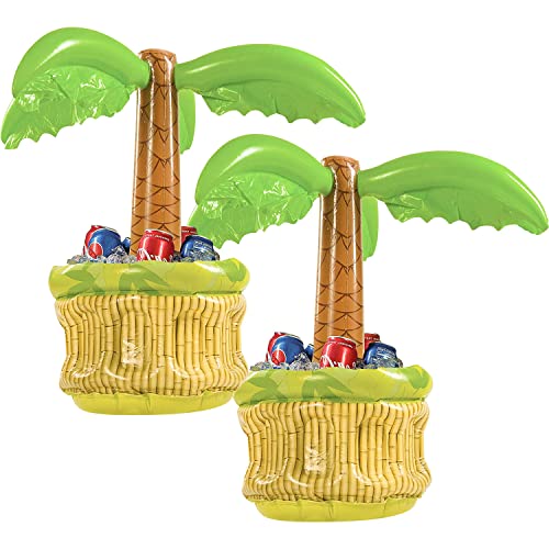 Lot de 2 Glacière Gonflable, Glacière à Bière Pour Les Fêtes, Décorations de Fête d'été, Palmier Gonflable Pour Les Fêtes sur la Plage
