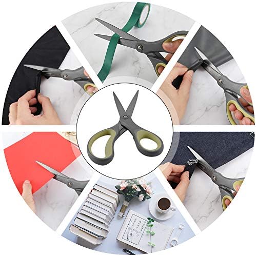LIVINGO 2 Pack 8" Titanium Non-Stick Scissors, Professional Stainless Steel Comfort Grip, All-Purpose, Straight Office Craft Scissors for Tape, Paper, Cardboard(Green/Yellow) - 5