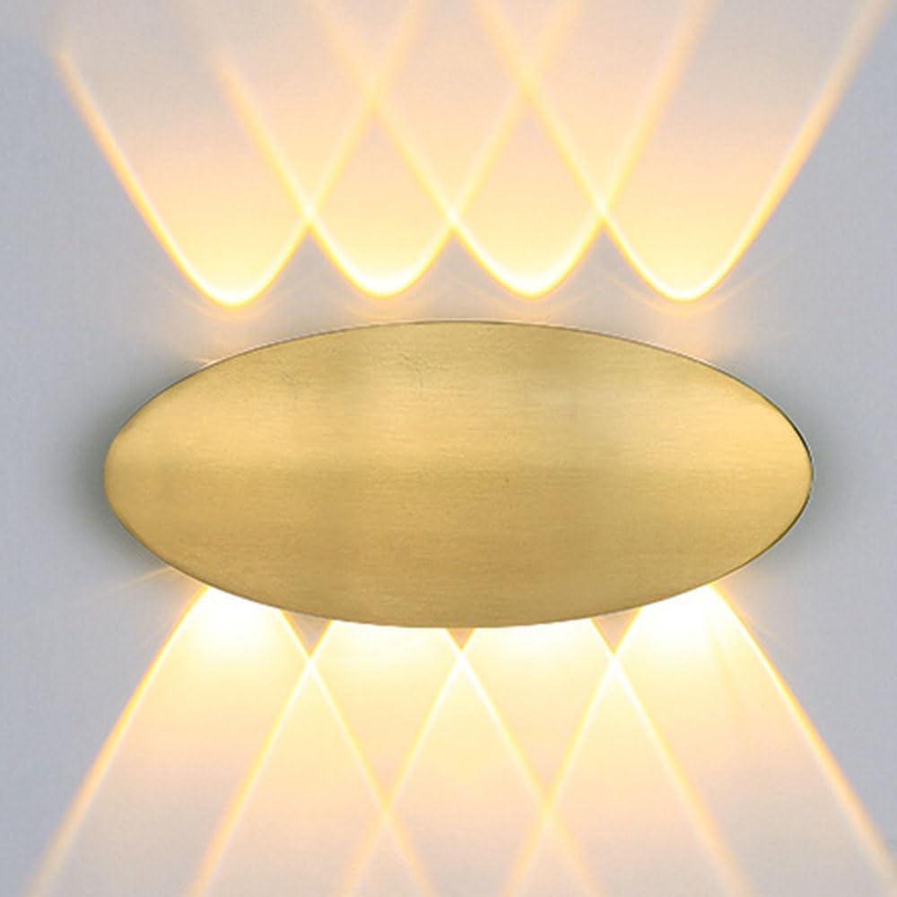 Faretti da soffitto 8 luci Illuminazione su e Giù Applique Oro, Applique da Parete per Esterni, Applique da Parete per Esterni per atrio Cortile Villa (Oro E, Luce Bianca)