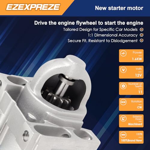 Image of Ezexpreze 6492 New Starter Compatible with 1999-2005 Chevy Silverado 1500 HD 2500 3500 6.0 L V8, 03-05 Express 2500 3500, 02-05 Cadillac Escalade, 00-05 GMC Sierra 1500 HD 2500 3500 Yukon Savana