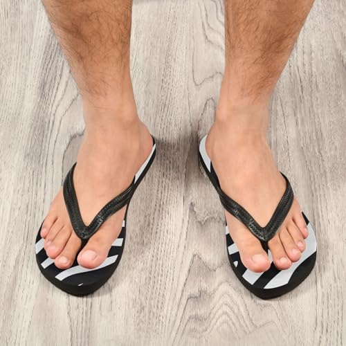Black White Zebra Print Men's & Women's Classical Beach Rubber Sandal Flip Flop Comfortable Slipper 214A44764