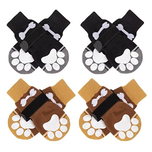 Double Side Anti-Slip Dog Socks - 4 Pairs Soft and Breathable Pet Paw Protectors with Adjustable Straps for Indoor on Hardwood Floor Wear