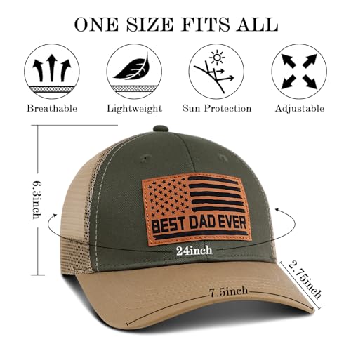 Image of Best Dad Ever American Flag Dad Hat - Adjustable Cotton Baseball Cap for Father's Day, Birthday Gifts from Daughter Son