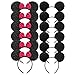 CHuangQi Mouse Ears Solid Black and RoseRed Bow Headband for Boys and Girls Birthday Party or Celebrations (Pack of 12)