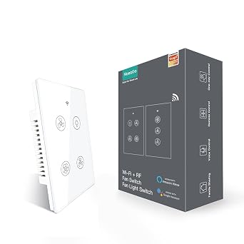 MoesGo Smart Ceiling Fan Light Switch with 3 Speed Control, WiFi, White