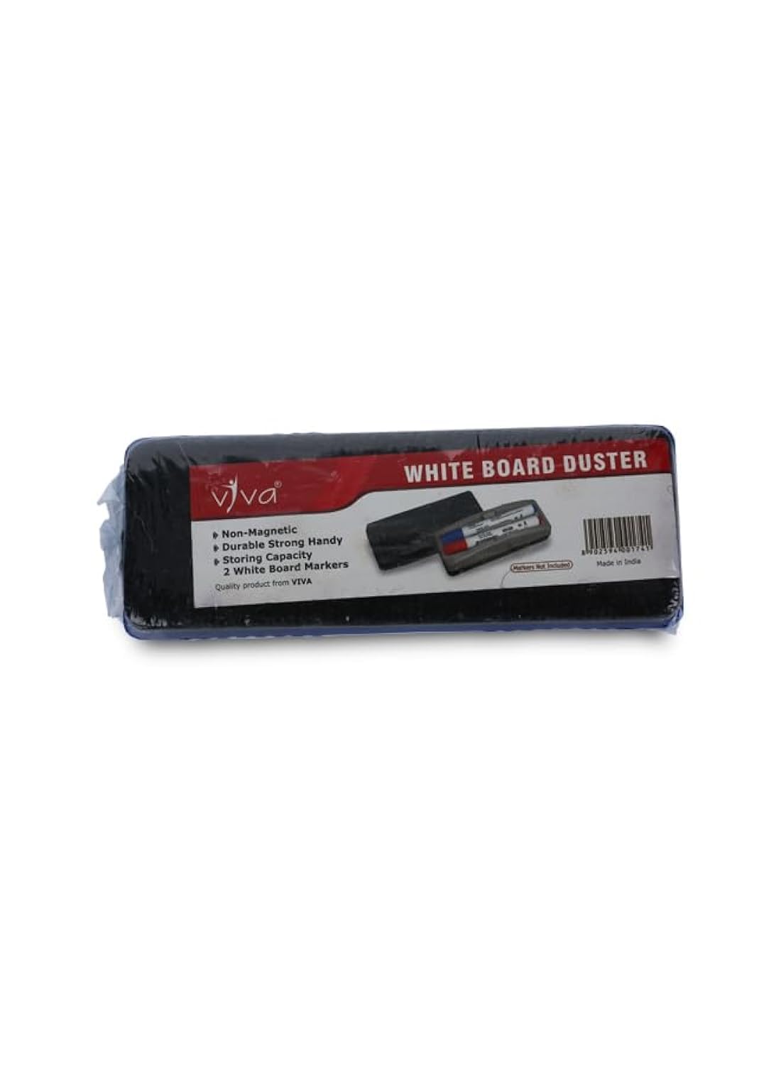 Viva White Board Duster | Non-Magnetic Eraser | Storing Capacity 2 Markers (Not Included)