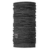 Buff®| Braga de cuello Merino Lightweight Bufanda Multifuncional 100% Lana Merino, Senderismo, Aire Libre, Sostenible, Ligera, Fina, Hombre Mujer Talla única Gris