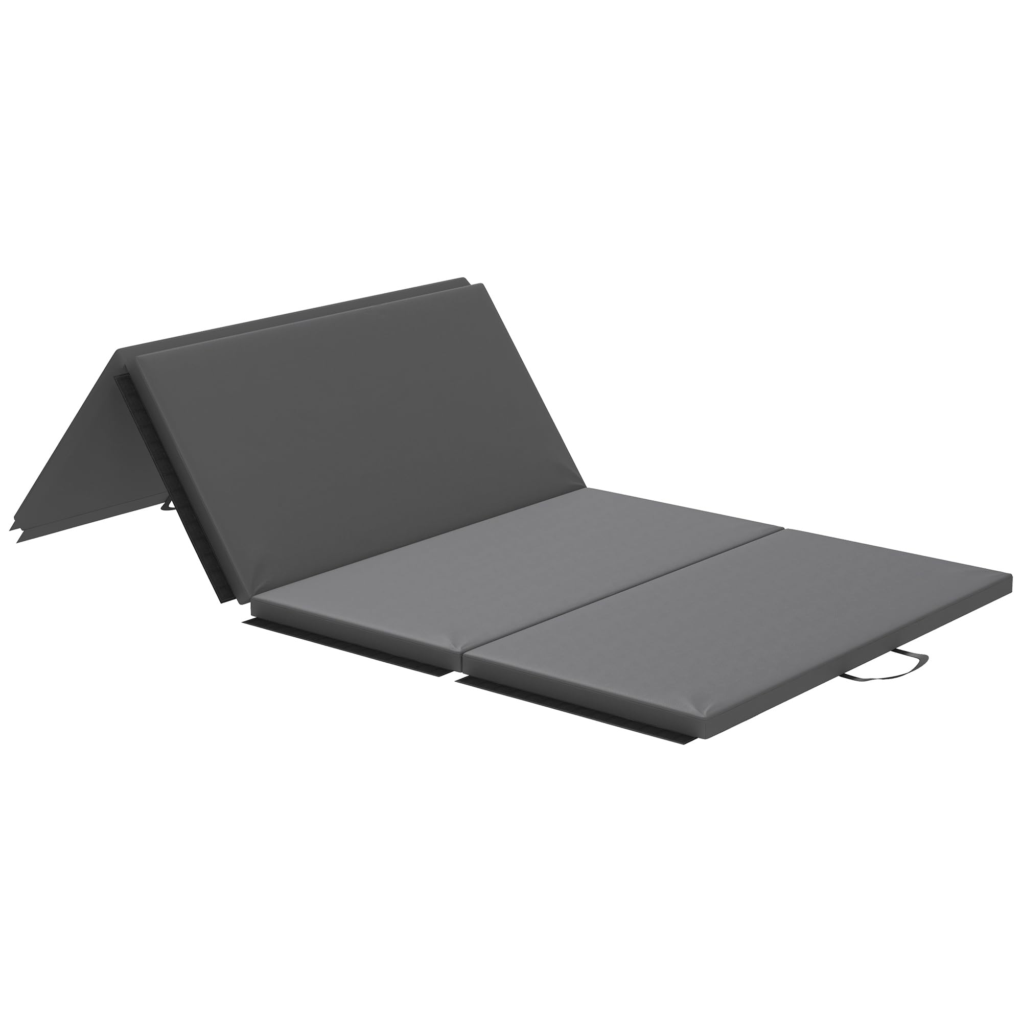 HOMCOM Tapis de gymnastique pliable, tapis gymnastique épais, 240 x 120 x 5 cm, avec poignée, tapis de sol pour yoga, mma, sport, fitness, pilates, revêtement synthétique, gris