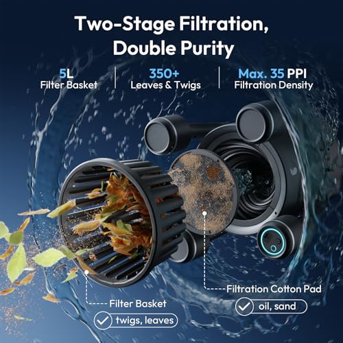 Image of (2026 New) BUBLUE F10 Automatic Pool Skimmer Robot,Robotic Pool Skimmer with 5L Filter, App Control,Powerful Suction,Dual Cleaning Modes, AI Navigation,Ideal for In-Ground & Above-Ground Pools,Black