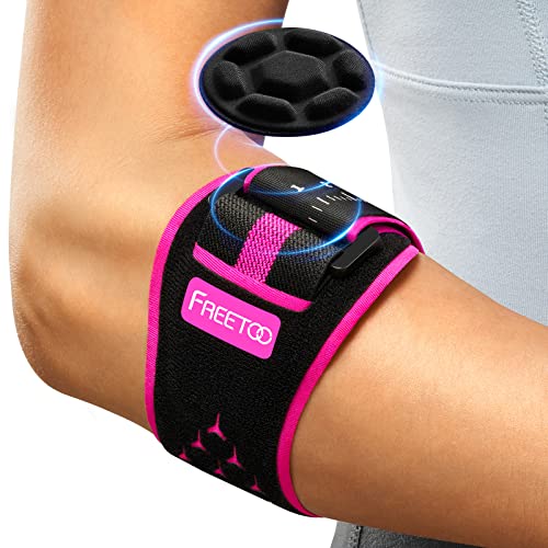 FREETOO Codera para tendinitis y alivio de codo de tenis con almohadilla extraíble, ajustable codo de tenis para mujeres y hombres, cómodas correas de codo para golfistas, color rojo rosa Cover