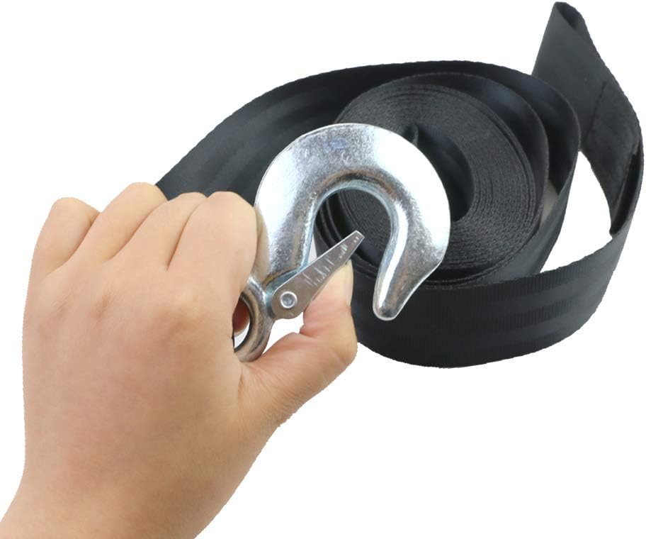 YG_Oline Boat Winch Strap with Hook, Black Capstan Strap, Heavy Duty Trailer Rope, 2inch x 20 Feet- 4500lb Safe Working : Sports & Outdoors