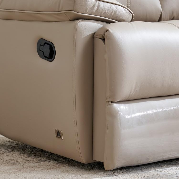 Image of Home Centre | Torino Half Leather 2-Seater Recliner Set | Recliner Sofa for Living Room | Solid Wood | Grey | 2 Year Warranty
