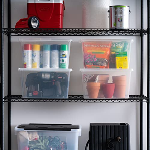 Image of IRIS USA 4-Pack Storage Bins with Lids, 25 Quart, Clear Stackable Containers Box Organize Shoes Closet Shelves Clothes Blankets Towels - BPA-Free Plastic