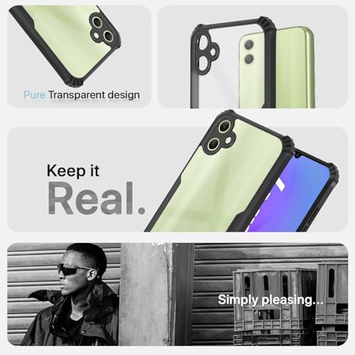 Image of Outlouders Back Cover for Samsung Galaxy A05 | Ultra Hybrid Transparent | Full Camera Protection | Raised Edge | Crystal Clear Bumper Case (Black)