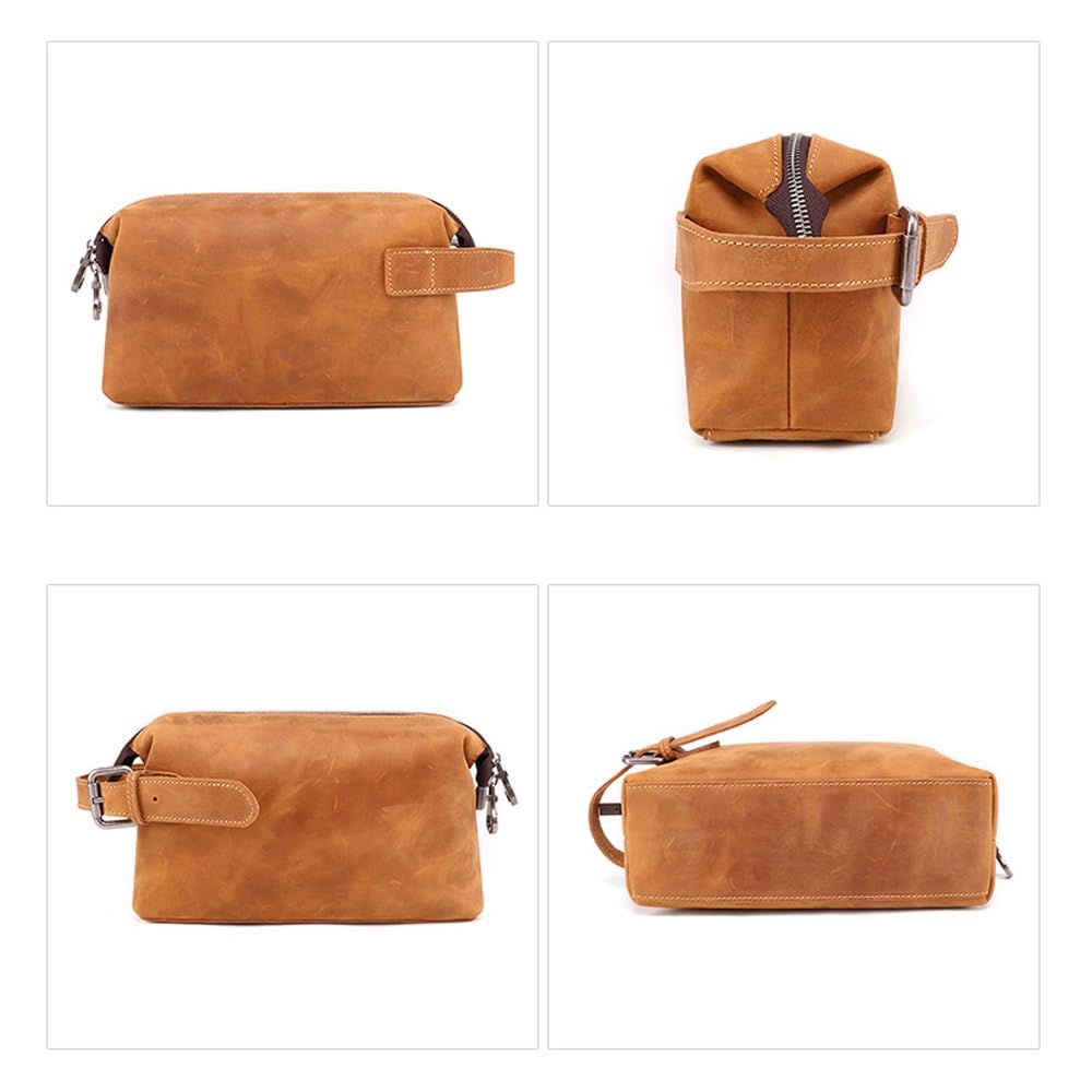 Kulturbeutel for Männer, personalisiertes Leder-Dopp-Kit for Männer, Reise-Kulturbeutel aus Leder, Dopp-Kit, Wasserabweisende Rasiertasche for Toilettenartikel und Zubehör (Grey : B)