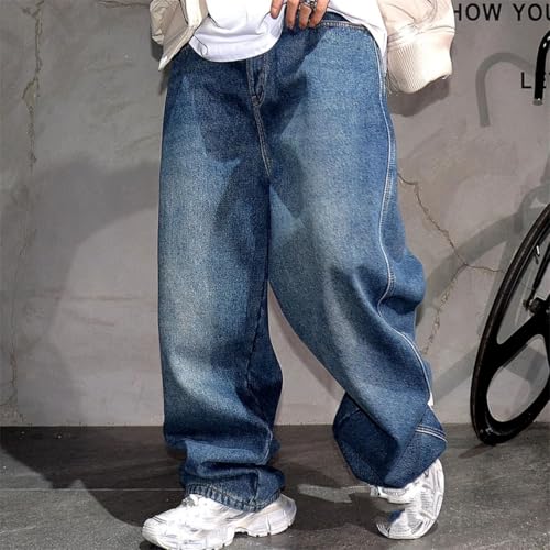 Men’S Vintage Fleece Lined Loose Fit Baggy Denim Cargo Pants Button Fly Heavyweight Distressed Skateboard Warm Wear4