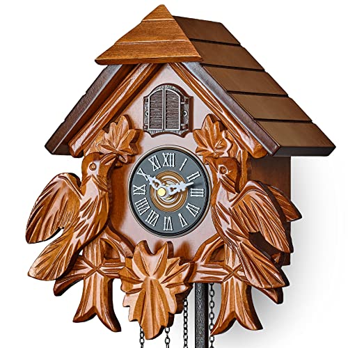 Reloj de cuco con decoraciones de madera fina y movimiento de cuarzo 8
