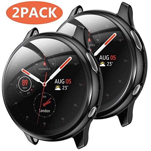 Haojavo 2 Pack Screen Protector Case For Samsung Galaxy Watch Active 2 44mm Soft Tpu Slim Fit Full Cover Screen Protector Case For Galaxy Watch Active 2 44mm Smartwatch Bands Accessories