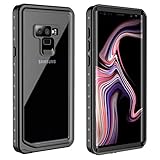 Vapesoon Samsung Galaxy Note 9 Waterproof Case,Support Wireless Charging Waterproof Shockproof Snowproof Clear Case Compatible Samsung Galaxy Note 9 (6.4 inch) (Black/Clear)