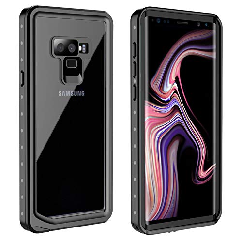 Vapesoon Samsung Galaxy Note 9 Waterproof Case,Support Wireless Charging Waterproof Shockproof Snowproof Clear Case Compatible Samsung Galaxy Note 9 (6.4 inch) (Black/Clear)