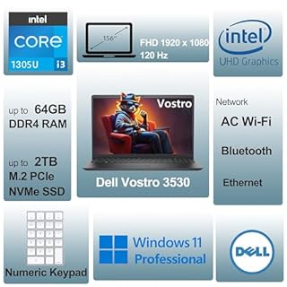 Dell 15.6" Laptop Computer for Home and Student, Intel Core Processor (Beat i5-1135G7), 32Gb Ddr4 Ram, 1Tb Pcie Ssd, Business Vostro 120Hz Fhd, WiFi, Bluetooth, Rj45, Hdmi, Windows 11 Pro