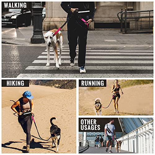 Plutus Pet Hands Free Dog Leash, Soft Padded Dual Handle Retractable Bungee Leash With Reflective Stitches, Adjustable Wasit Leash For Dog Walking Running Jogging, For Medium Large Dogs #TOP6