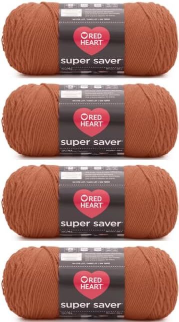 Red Hearts Super Saver Sienna Yarn - 4 Pack of 198g/7oz - Acrylic - 4 Medium (Worsted) - 364 Yards - Knitting/Crochet
