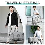 Dimayar 65L Travel Duffle Bag for Men Women - Foldable Duffel Bag with Shoes Compartment - Overnight Bags Waterproof & Tear Resistant(Gray) - Image 4