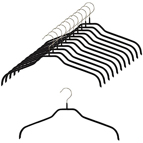 マワ すべり落ちない MAWAハンガー 「シルエット41」 シャツ ブラウス用 レディース Mサイズ ブラック 12本組 MA3210-SET12