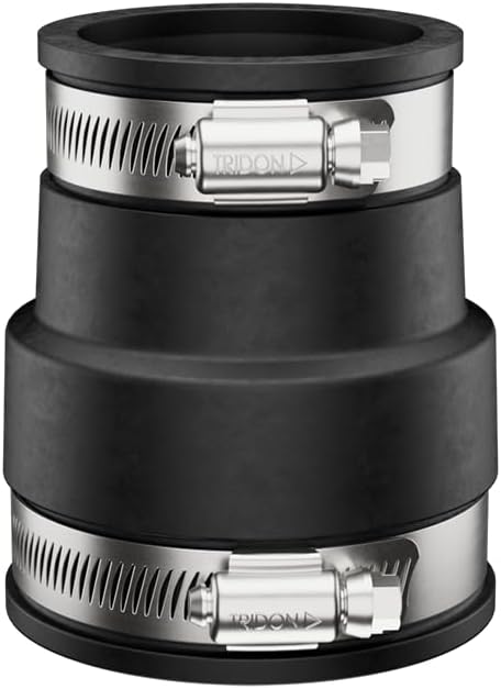 Fernco P1056-150/125 Flexible PVC Pipe Coupling Cast Iron, Plastic or Steel Plumbing Connections, 1-1/2" x 1-1/4", Black