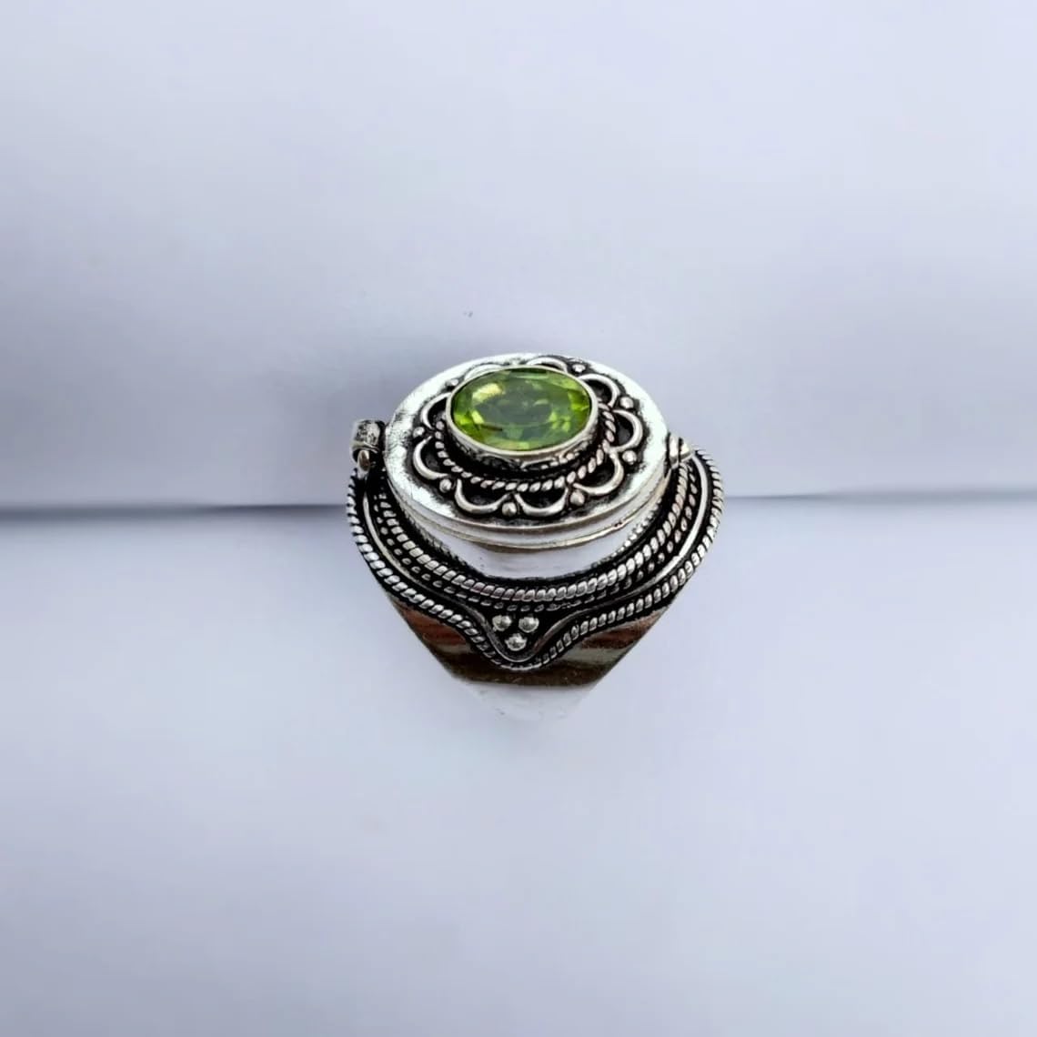 Beautiful Poison Ring For Mother's Day Gift, 925 Silver Plated Rings For Women And Girls With Natural Peridot Gemstone Rings For Gift, Christmas Gifts