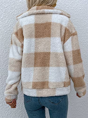 HNBHSH Womens Tops Jacket Coat Gingham Zip Up Flannel Jacket Fashion Casual Long Sleeve (Color : Multicolor, Size : S)