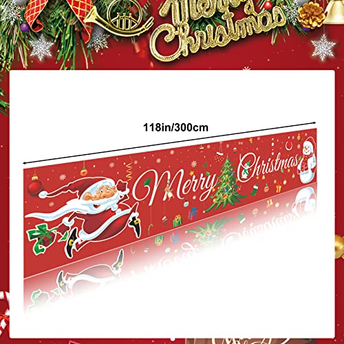 GRESATEK Supergrote Merry Christmas-achtergrondbanner, kerst- en gelukkig nieuwjaarsbanner voor kerstfeestdecoratie, hek… - Image 3