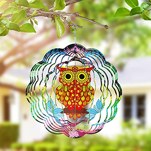Luckits Wind Spinner Spinner à Vent en Acier Inoxydable 3D de 10 coloré et Crochet Rotatif à 360 °, Spinners à Vent pour la décoration d'art à Suspendre dans la Cour et Le (Yellow) Cover