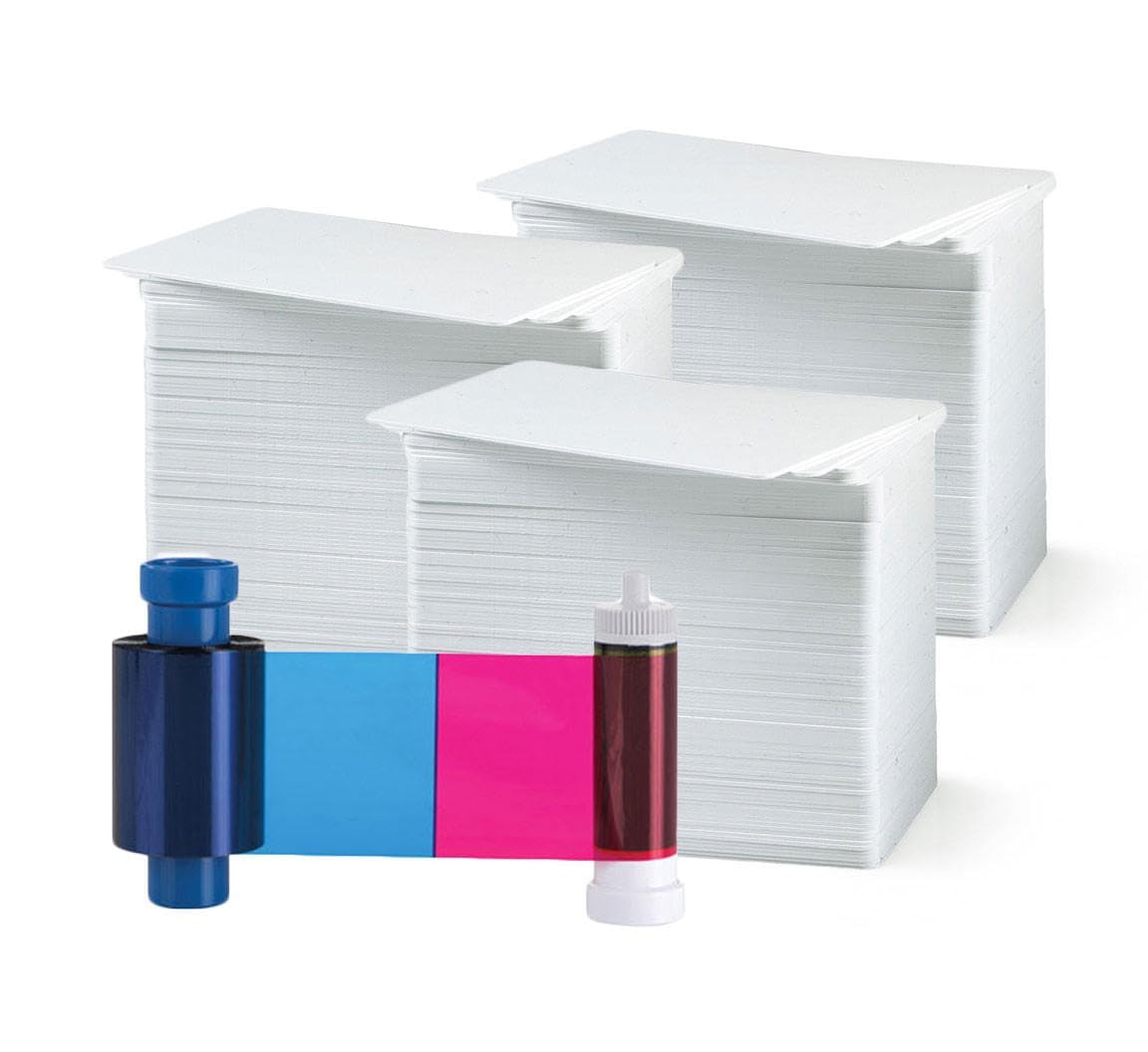 Magicard 300 Printer MC250YMCKOK Color Ribbon - YMCKOK - 250 Prints with Bodno Premium CR80 30 Mil Graphic Quality PVC Cards - Qty 250