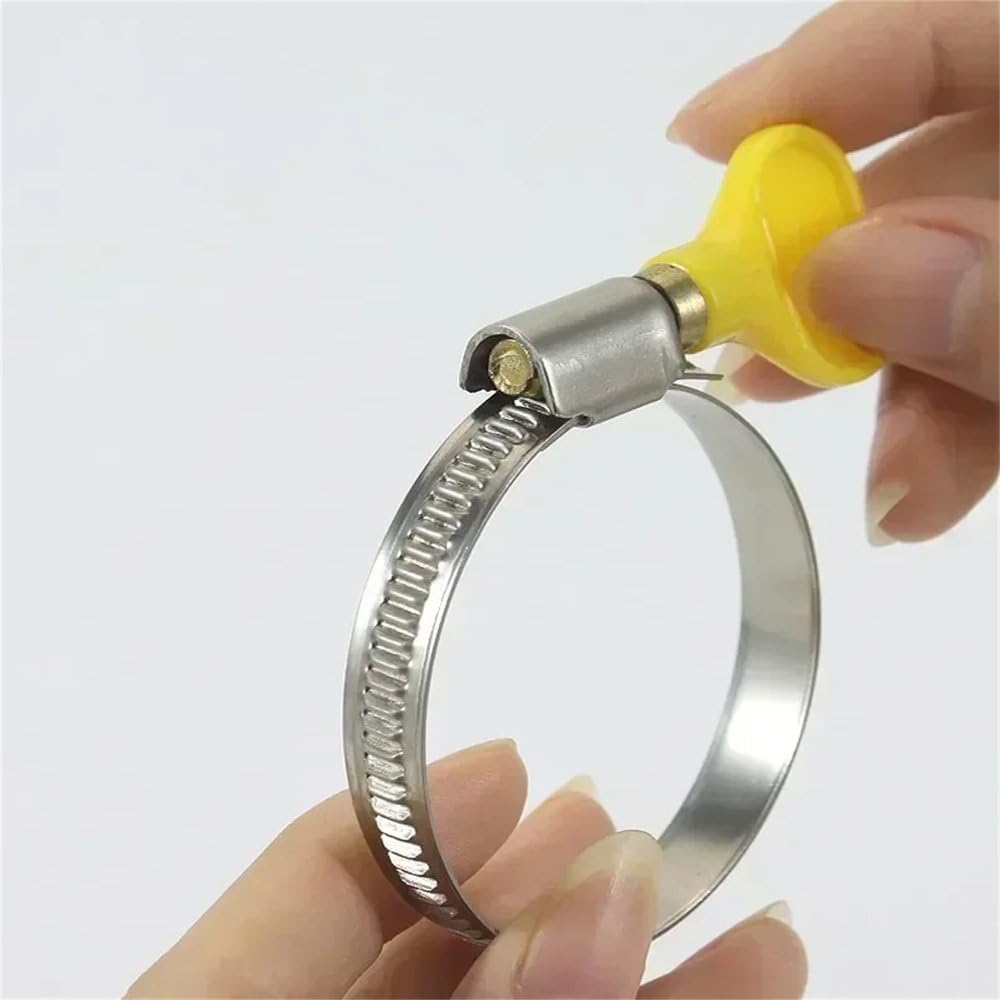 Morsetto per tubi in acciaio inox con maniglia in metallo e maniglia in plastica gialla, tipo autoserrante, morsetto per tubi a croce, 10, 16 mm (5 pezzi)