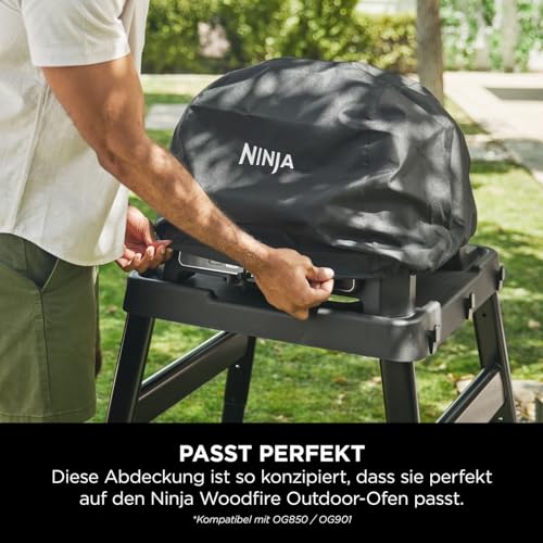 Ninja Woodfire verstellbarer Ständer und Beistelltisch, Außenofen- und Grillständer & Woodfire XL Grillabdeckung, offizielles Ninja-Zubehör