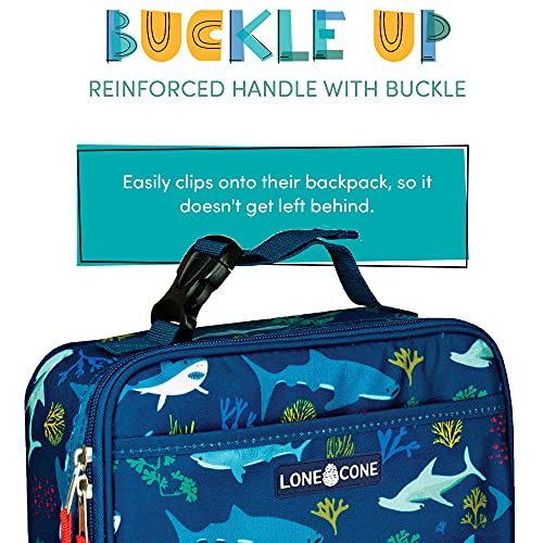 Lone Cone Kids' Insulated Lunch Box - Fun Patterns For Boys And Girls, Shark Attack, X-Large #TOP3