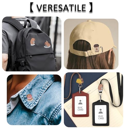 Image of 5Pcs Cartoon Capybara pin, Cute Animal Enamel Pin, Birthday Cake Donut Coffee Corn Roll Lapel Pin Alloy Backpack Pin Enamel Badge Suitable for Daily Decoration Clothes Sweater Hat Bag Collection Party Gift