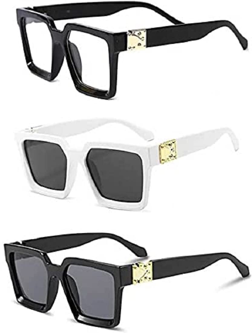 Sunwear Unisex Oversized Square Men And Women Latest Sunglasses Combo (Pack Of 3)