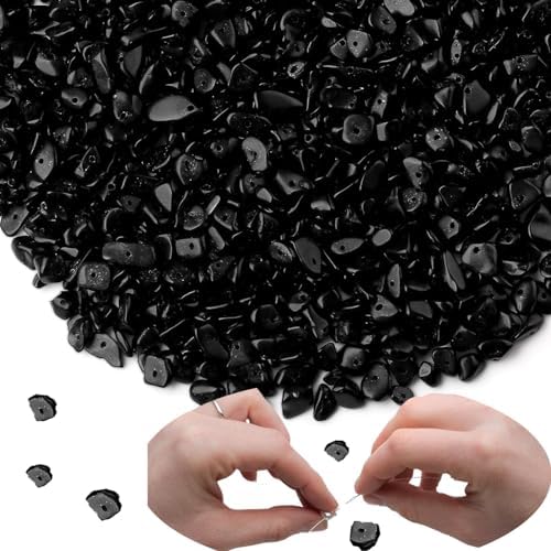 XIANNVXI 400 Pcs Obsidian Crystal Beads to String for Bracelets, Necklaces, Earrings, Jewellery, Crafts, Irregular, Pierced, DIY, 5 to 8 mm โ image 1