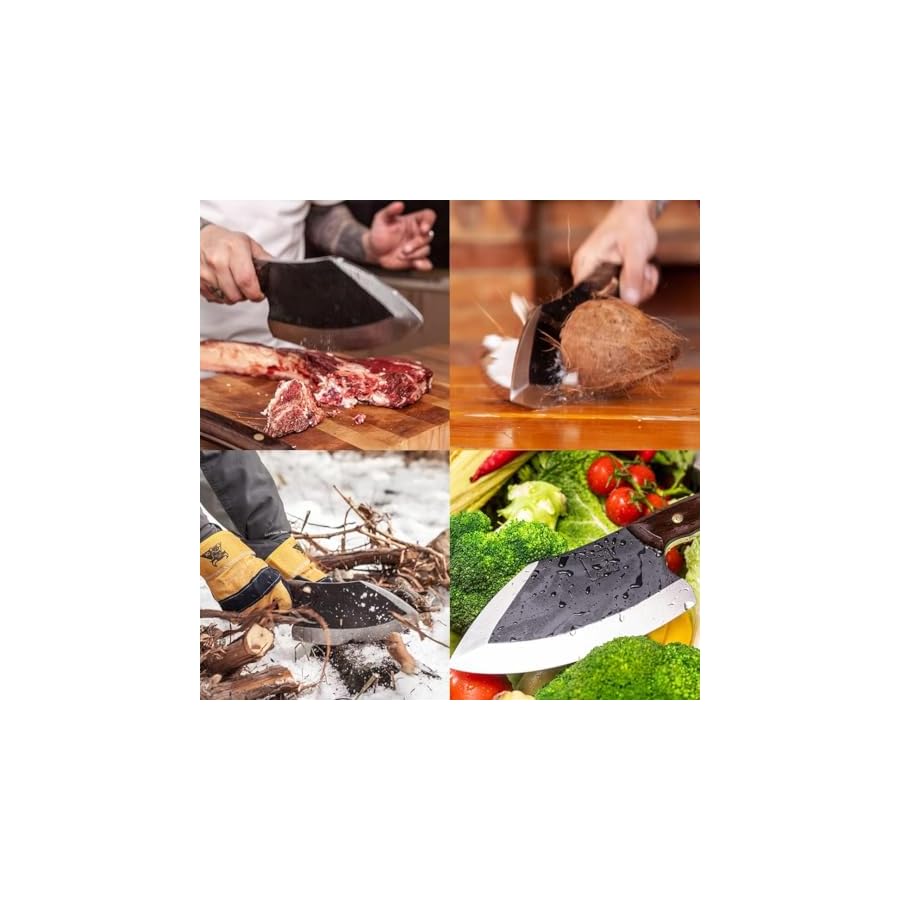 COOLINA-The-Favorite-4-Knife-Set-Viking-Inspired-Kitchen-Knives-for-Chefs-Home-Cooks-Includes-Promaja-Chefs-Knife-Lixy-Cleaver-Machado-Butcher-Knife-and-Gator-Utility-Knife COOLINA The Favorite 4 Knife Set - Viking-Inspired Kitchen Knives for Chefs & Home Cooks, Includes Promaja Chef's Knife, Lixy Cleaver, Machado Butcher Knife, and Gator Utility Knife