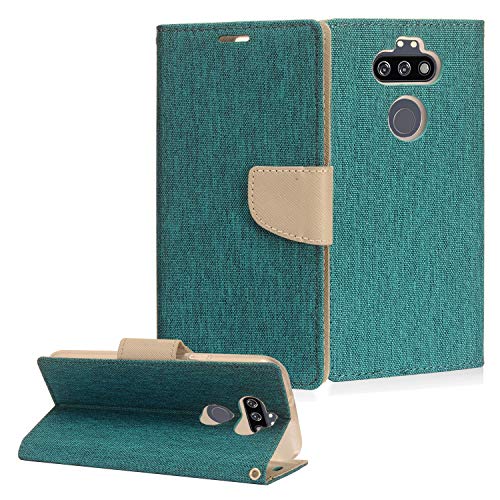 CELZEN - for LG Aristo 5, K31 Rebel, Tribute Monarch, Fortune 3, Phoenix 5, Risio 4, K31, K8X - Denim Wallet Phone Case - CT5 Gray/Navy Blue