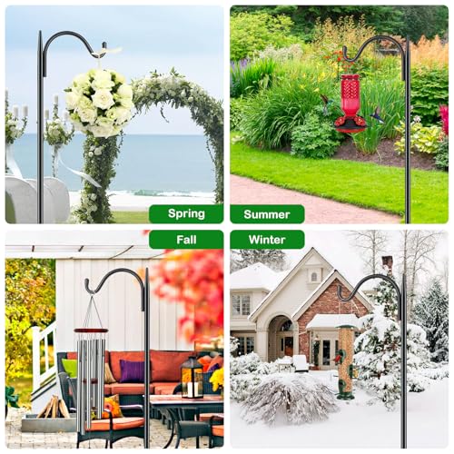 Image of FEED GARDEN Short Shepherds Hooks for Outdoor, 48 Inch Bird Feeder Pole with 5 Prongs Base, Heavy Duty Shepherds Hook Garden Hook for Hummingbird Feeder, Hanging Lantern, Plant Baskets,1 Pack