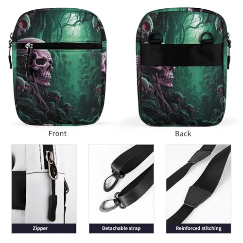 Satchel Tote Bag Messenger Bag Skull Under Green Light Printed Mini Sling Bag Purse Suitable for Work Travel3