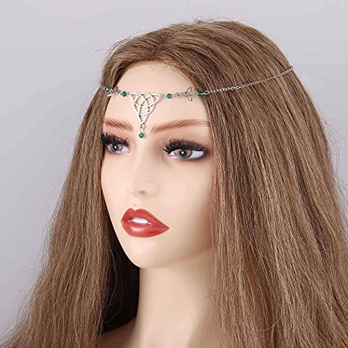 Bomine Boho Head Chain Crystal Hair Chain Forehead Festival Wedding Irish Headpieces Hair Acessories For Women And Girls (Green) #TOP2